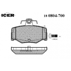 180804-700 ICER Комплект тормозных колодок, дисковый тормоз