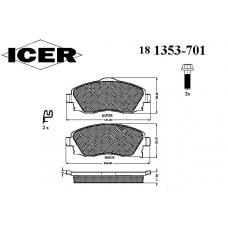 181353-701 ICER Комплект тормозных колодок, дисковый тормоз