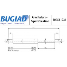 BGS11221 BUGIAD Газовая пружина, заднее стекло