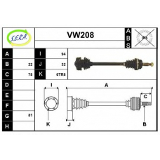 VW208 SERA Приводной вал