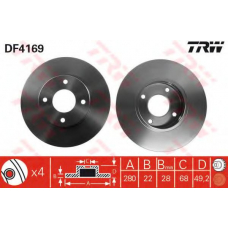 DF4169 TRW Тормозной диск