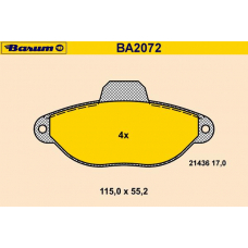 BA2072 BARUM Комплект тормозных колодок, дисковый тормоз