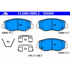 13.0460-5860.2 ATE Комплект тормозных колодок, дисковый тормоз