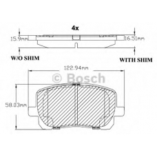 F 03B 150 105 BOSCH Комплект тормозных колодок, дисковый тормоз