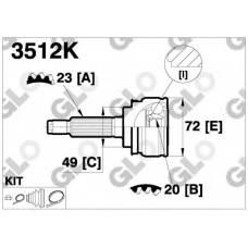 3512K GLO Шарнирный комплект, приводной вал