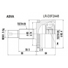LR-D3F2A48 ASVA Шарнирный комплект, приводной вал
