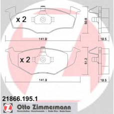 21866.195.1 ZIMMERMANN Комплект тормозных колодок, дисковый тормоз