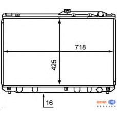 8MK 376 707-731 HELLA Радиатор, охлаждение двигателя