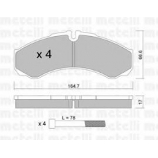 22-0212-3 METELLI Комплект тормозных колодок, дисковый тормоз