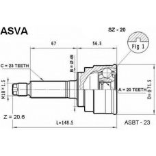 SZ-20 ASVA Шарнирный комплект, приводной вал