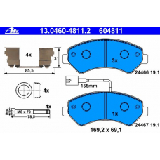 13.0460-4811.2 ATE Комплект тормозных колодок, дисковый тормоз