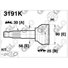 3191K GLO Шарнирный комплект, приводной вал