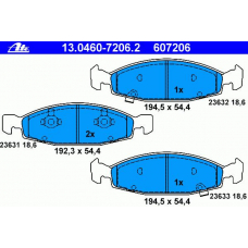 13.0460-7206.2 ATE Комплект тормозных колодок, дисковый тормоз