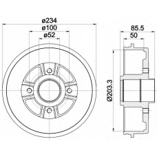 8DT 355 301-391 HELLA Тормозной барабан