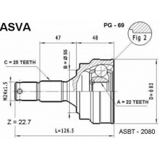 PG-69 ASVA Шарнирный комплект, приводной вал