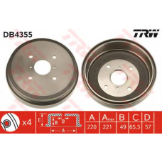 DB4355 TRW Тормозной барабан