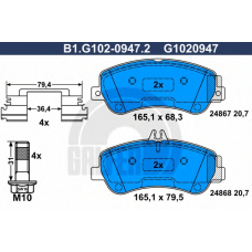 B1.G102-0947.2 GALFER Комплект тормозных колодок, дисковый тормоз