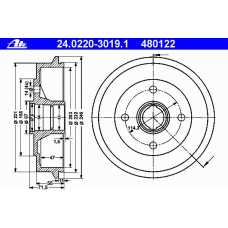 24.0220-3019.1 ATE Тормозной барабан