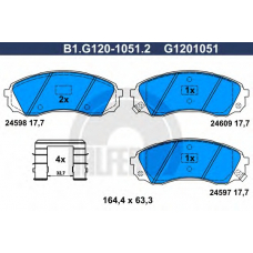 B1.G120-1051.2 GALFER Комплект тормозных колодок, дисковый тормоз