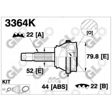 3364K GLO Шарнирный комплект, приводной вал