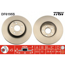 DF6195S TRW Тормозной диск