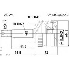 KA-MGSBA48 ASVA Шарнирный комплект, приводной вал