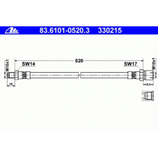 83.6101-0520.3 ATE Тормозной шланг