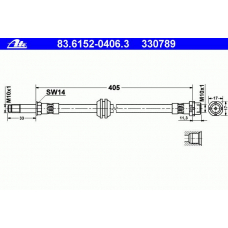 83.6152-0406.3 ATE Тормозной шланг