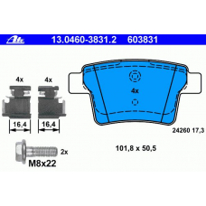 13.0460-3831.2 ATE Комплект тормозных колодок, дисковый тормоз