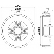 8DT 355 300-641 HELLA PAGID Тормозной барабан