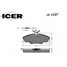 181107 ICER Комплект тормозных колодок, дисковый тормоз