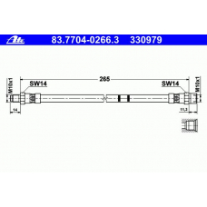 83.7704-0266.3 ATE Тормозной шланг