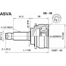 SB-08 ASVA Шарнирный комплект, приводной вал