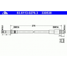 83.6113-0276.3 ATE Тормозной шланг