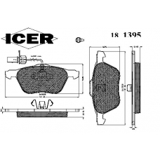 181395 ICER Комплект тормозных колодок, дисковый тормоз