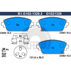 B1.G102-1326.2 GALFER Комплект тормозных колодок, дисковый тормоз