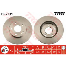 DF7231 TRW Тормозной диск