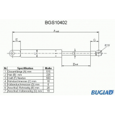 BGS10402 BUGIAD Газовая пружина, крышка багажник