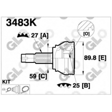 3483K GLO Шарнирный комплект, приводной вал