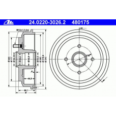 24.0220-3026.2 ATE Тормозной барабан
