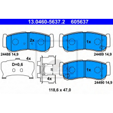 13.0460-5637.2 ATE Комплект тормозных колодок, дисковый тормоз