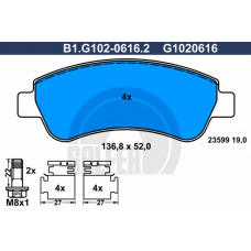 B1.G102-0616.2 GALFER Комплект тормозных колодок, дисковый тормоз