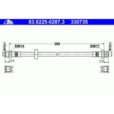 83.6225-0287.3 ATE Тормозной шланг