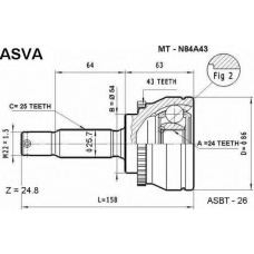 MT-N84A43 ASVA Шарнирный комплект, приводной вал