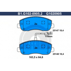 B1.G102-0905.2 GALFER Комплект тормозных колодок, дисковый тормоз