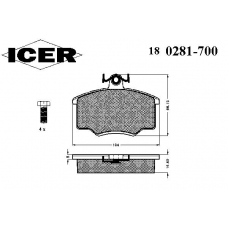 180281-700 ICER Комплект тормозных колодок, дисковый тормоз