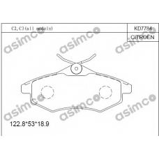 KD7784 ASIMCO Комплект тормозных колодок, дисковый тормоз