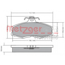 1170598 METZGER Комплект тормозных колодок, дисковый тормоз