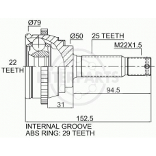 OJ-0622 InterParts Шарнирный комплект, приводной вал