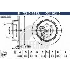 B1.G210-0212.1 GALFER Тормозной диск